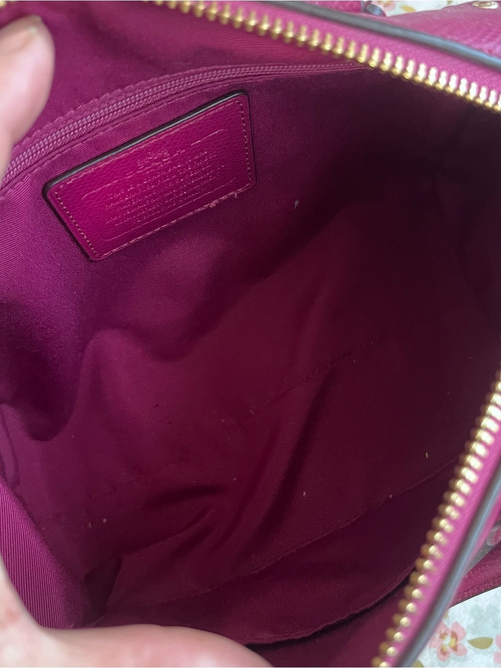 Coach Mini Bennet Brown Signature Satchel with Fuchsia Trim - Picture 7 of 8